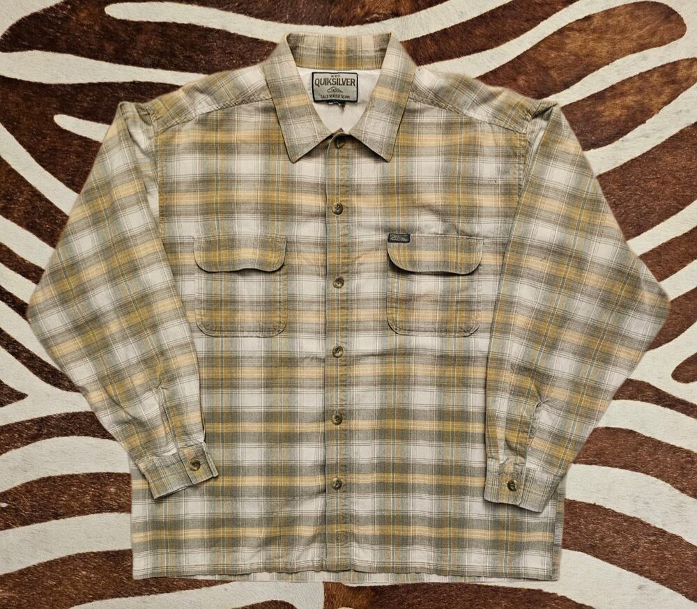 Vintage Quicksilver QSD Salt Water Denim Flannel Size L Surf Plaid